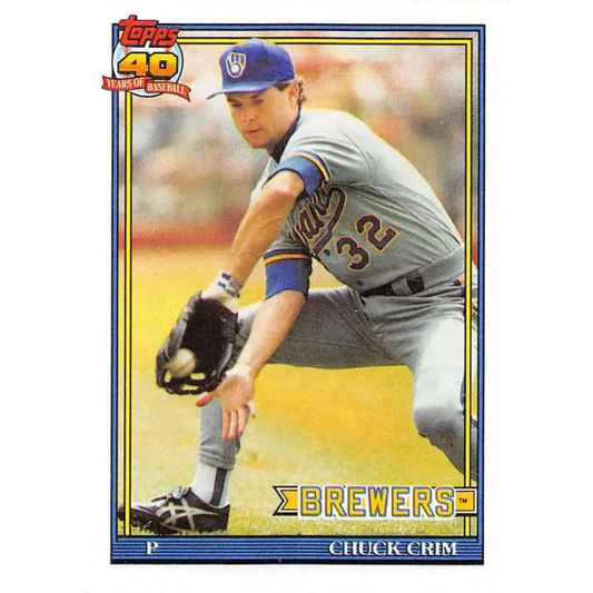 1991 Topps #644 Chuck Crim NM-MT Milwaukee Brewers Baseball Card - Baseball Card Single