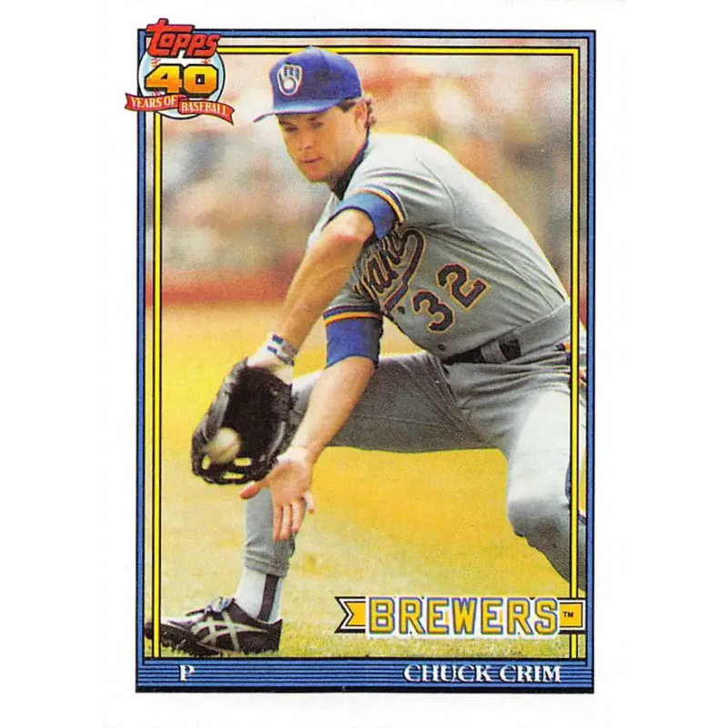 1991 Topps #644 Chuck Crim NM-MT Milwaukee Brewers Baseball Card - Baseball Card Single