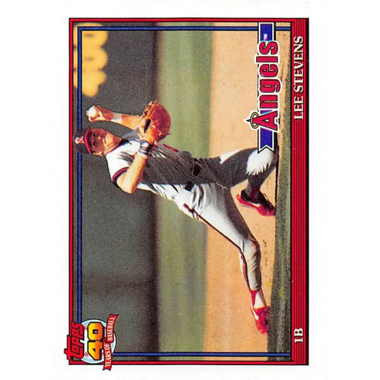 1991 Topps #648 Lee Stevens NM-MT California Angels Baseball Card - Baseball Card Single