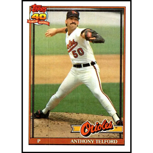 1991 Topps #653 Anthony Telford NM-MT RC Rookie Baltimore Orioles Baseball Card - Baseball Card Single