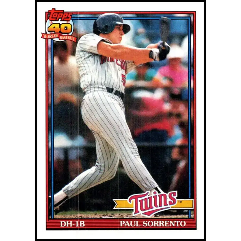 1991 Topps #654 Paul Sorrento NM-MT Minnesota Twins Baseball Card - Baseball Card Single