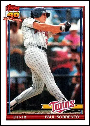 Vintage 1991 Topps Paul Sorrento Twins baseball card with original gloss