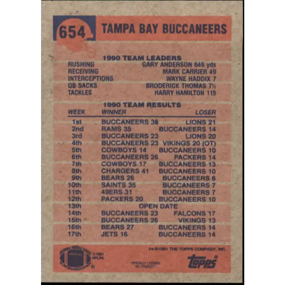 1991 Topps #654 Reggie Cobb NM-MT Tampa Bay Buccaneers Football Card - Football Card Single
