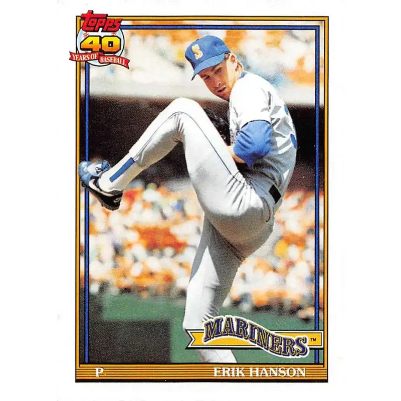 1991 Topps #655 Erik Hanson NM-MT Seattle Mariners Baseball Card - Baseball Card Single