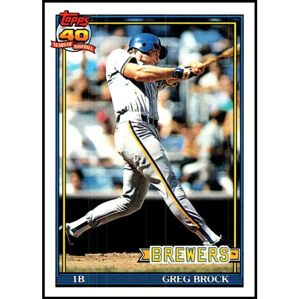 1991 Topps #663 Greg Brock NM-MT Milwaukee Brewers Baseball Card - Baseball Card Single