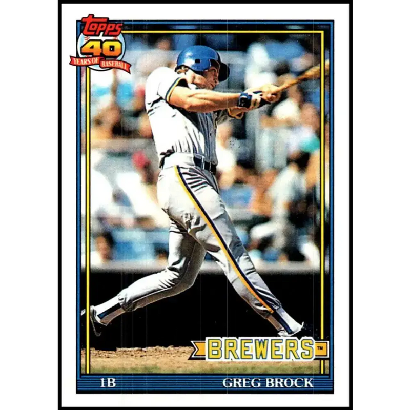 1991 Topps #663 Greg Brock NM-MT Milwaukee Brewers Baseball Card - Baseball Card Single