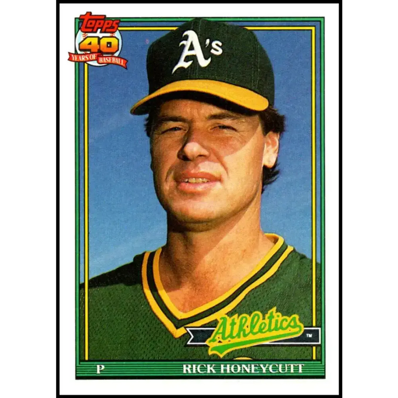 1991 Topps #67 Rick Honeycutt NM-MT Oakland Athletics Baseball Card - Baseball Card Single