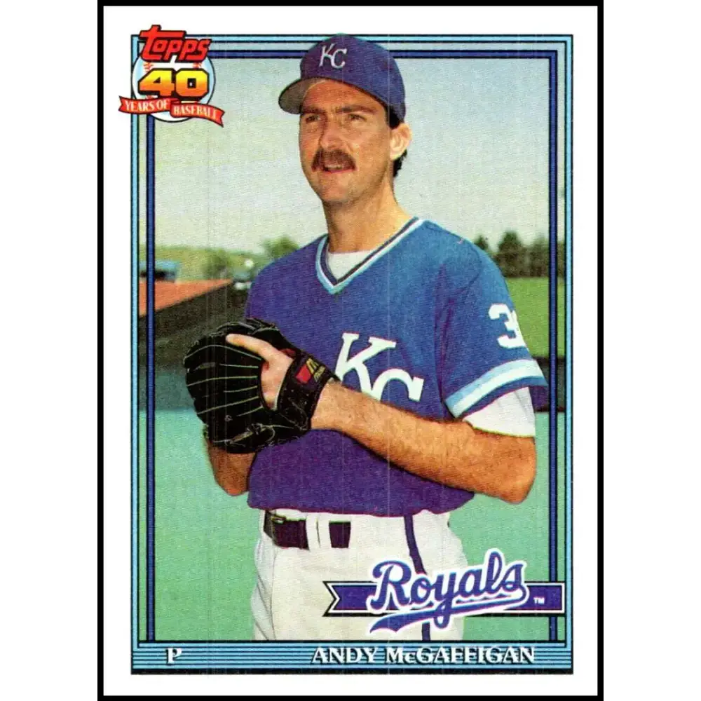 1991 Topps #671 Andy McGaffigan NM-MT Kansas City Royals Baseball Card - Baseball Card Single