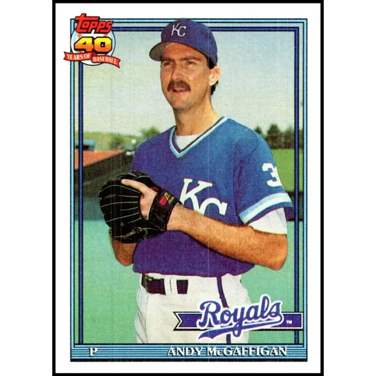 1991 Topps #671 Andy McGaffigan NM-MT Kansas City Royals Baseball Card - Baseball Card Single