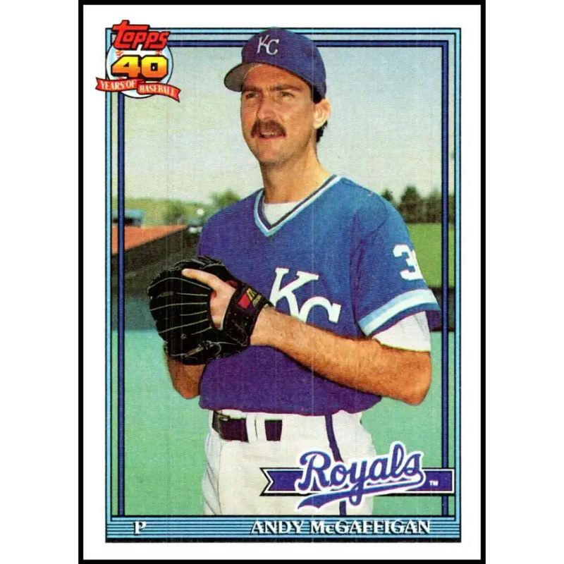 1991 Topps #671 Andy McGaffigan NM-MT Kansas City Royals Baseball Card - Baseball Card Single