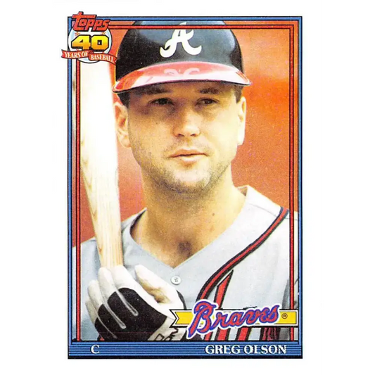 1991 Topps #673 Greg Olson NM-MT Atlanta Braves Baseball Card - Baseball Card Single