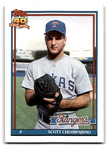 Scott Chiamparino baseball card with original gloss in NM-MT condition from 1991 Topps