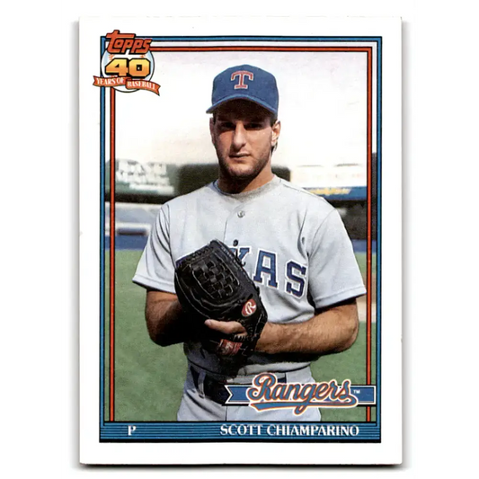 1991 Topps #676 Scott Chiamparino NM-MT Texas Rangers Baseball Card - Baseball Card Single