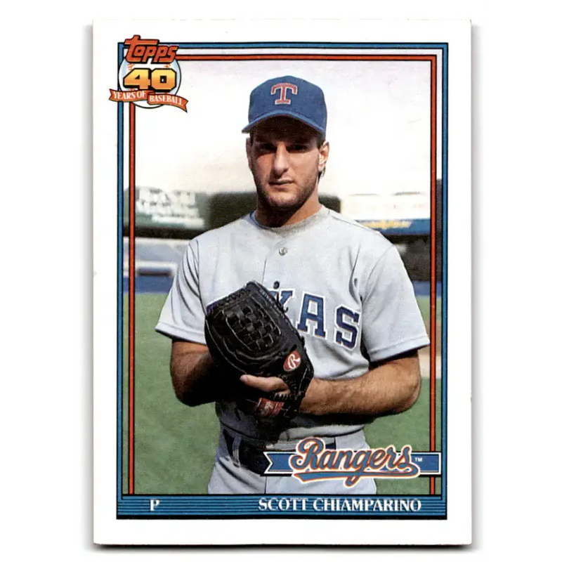 1991 Topps #676 Scott Chiamparino NM-MT Texas Rangers Baseball Card - Baseball Card Single