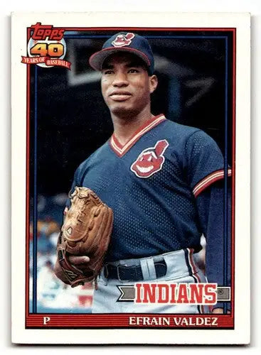 Original gloss 1991 Topps #692b Efrain Valdez Cleveland Indians baseball card