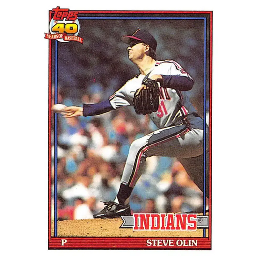 1991 Topps #696 Steve Olin NM-MT Cleveland Indians Baseball Card - Baseball Card Single
