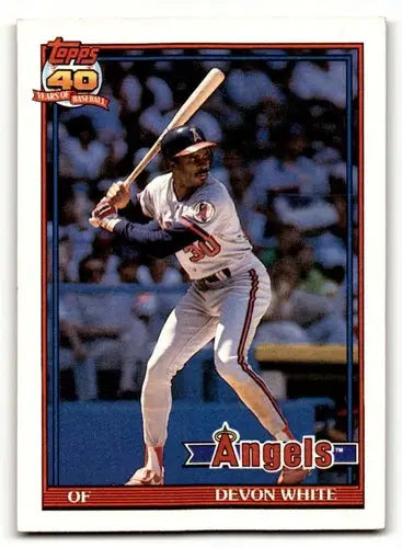Devon White California baseball card from 1991 Topps with original gloss featuring California Angels