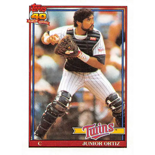 1991 Topps #72 Junior Ortiz NM-MT Minnesota Twins Baseball Card - Baseball Card Single