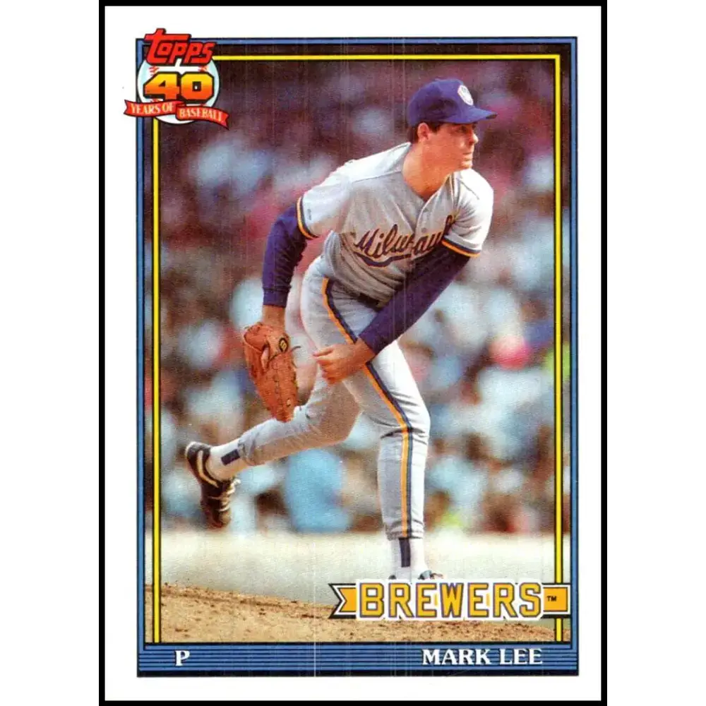 1991 Topps #721 Mark Lee NM-MT RC Rookie Milwaukee Brewers Baseball Card - Baseball Card Single