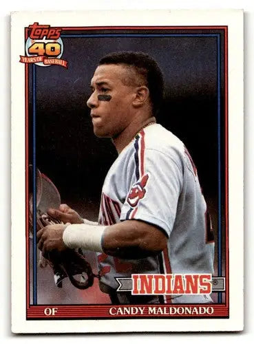 Original gloss Candy Maldonado Cleveland baseball card from 1991 Topps #723
