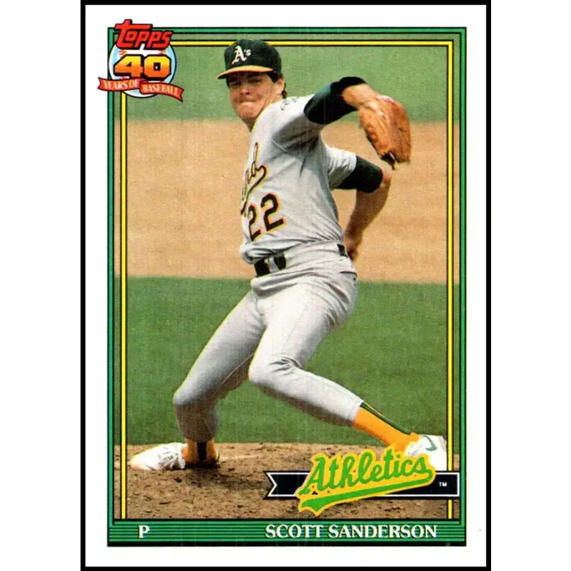 1991 Topps #728 Scott Sanderson NM-MT Oakland Athletics Baseball Card - Baseball Card Single
