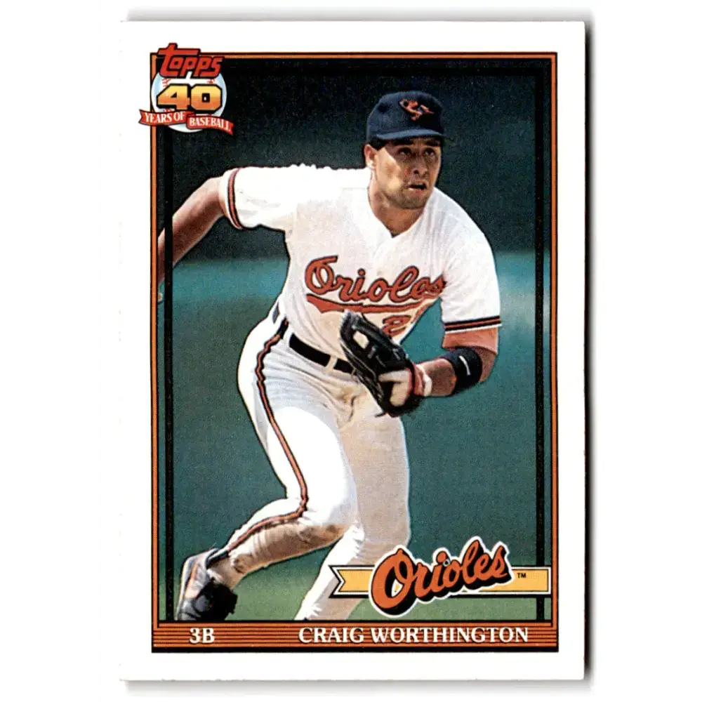 1991 Topps #73 Craig Worthington NM-MT Baltimore Orioles Baseball Card - Baseball Card Single