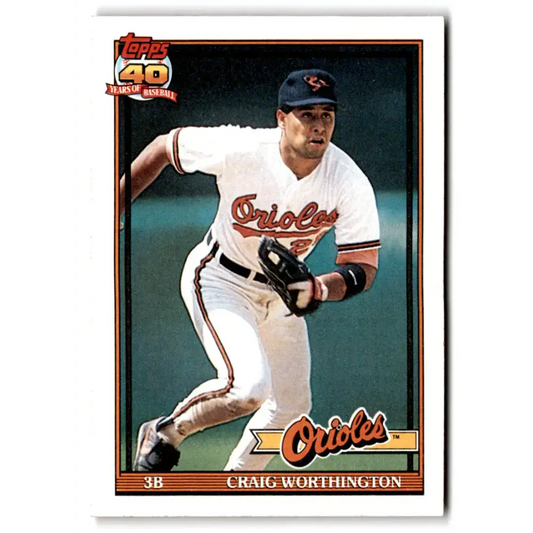 1991 Topps #73 Craig Worthington NM-MT Baltimore Orioles Baseball Card - Baseball Card Single