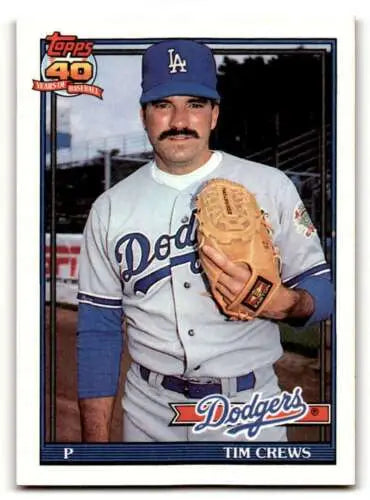 Tim Crews Los Angeles Dodgers baseball card from 1991 Topps with original gloss