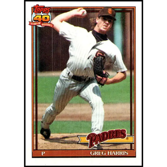 1991 Topps #749 Greg Harris NM-MT San Diego Padres Baseball Card - Baseball Card Single