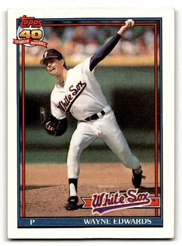 Original gloss Wayne Edwards Chicago White Sox baseball card from 1991 Topps #751