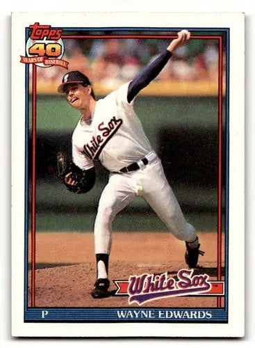 Original gloss Wayne Edwards Chicago White Sox baseball card from 1991 Topps series
