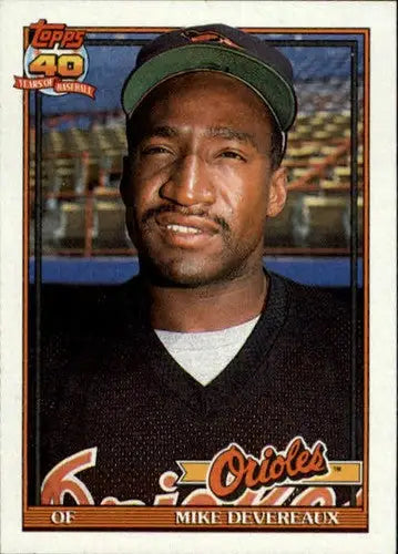 Original gloss of Mike Devereaux baseball card from 1991 Topps #758 NM-MT Orioles