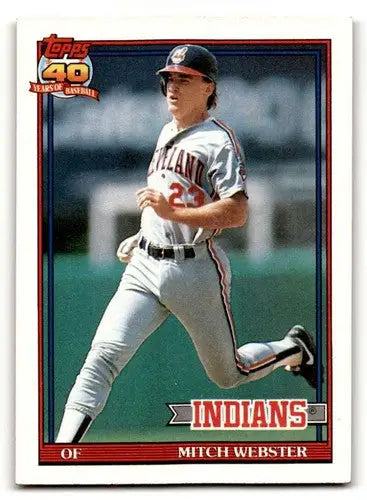 Original gloss Mitch Webster Cleveland baseball card from 1991 Topps #762