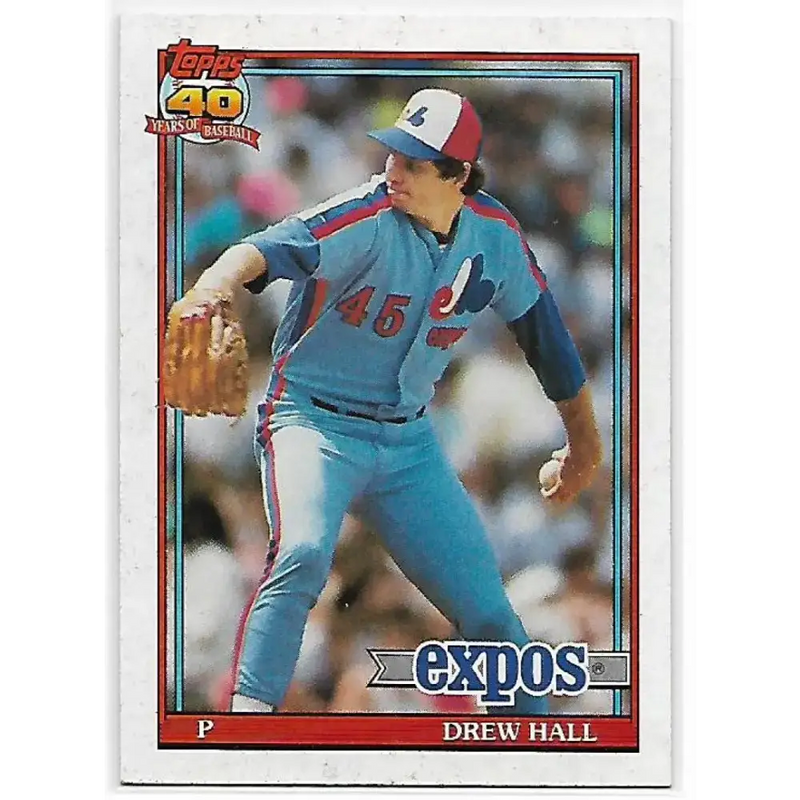 1991 Topps #77 Drew Hall NM-MT Montreal Expos Baseball Card - Baseball Card Single