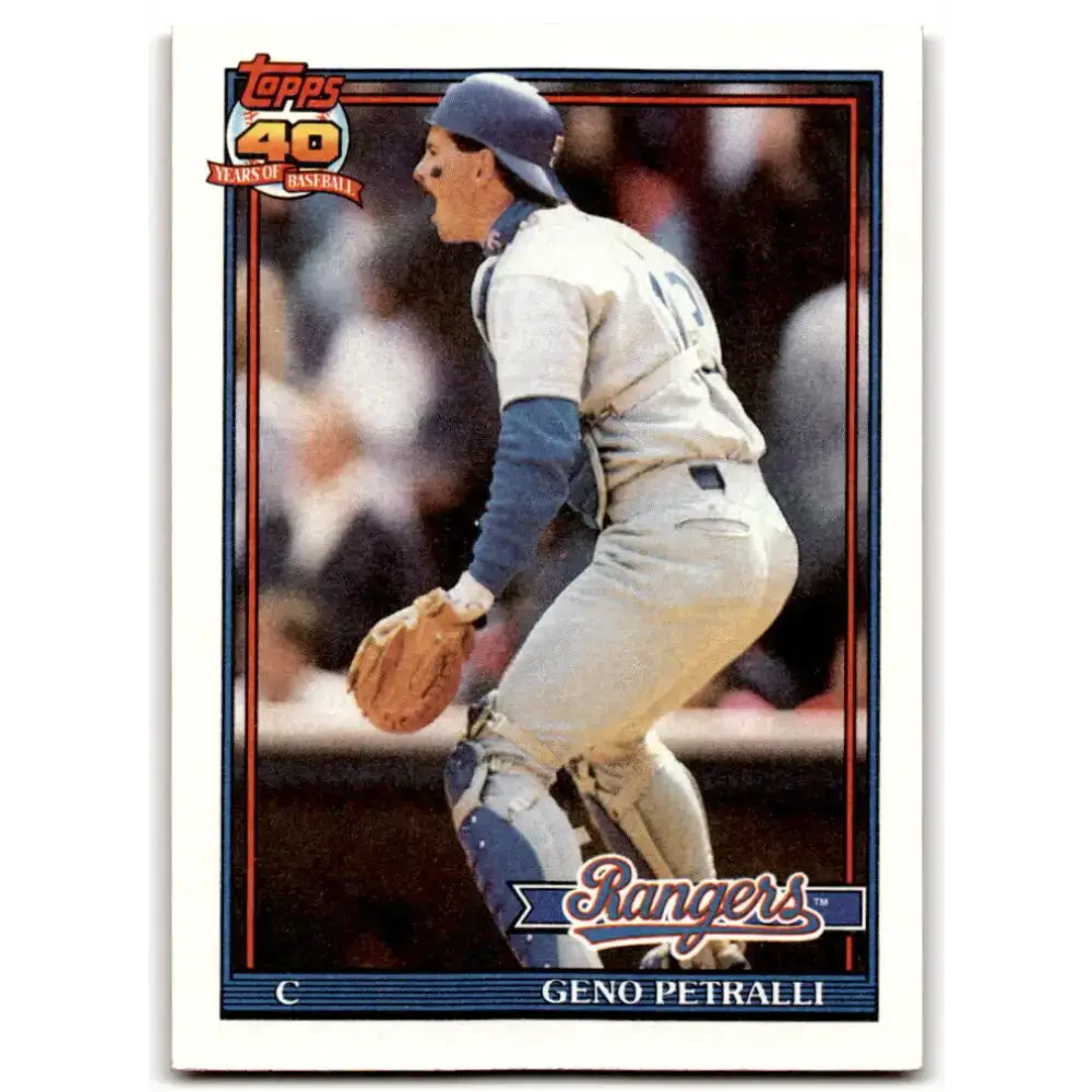 1991 Topps #78 Geno Petralli NM-MT Texas Rangers Baseball Card - Baseball Card Single