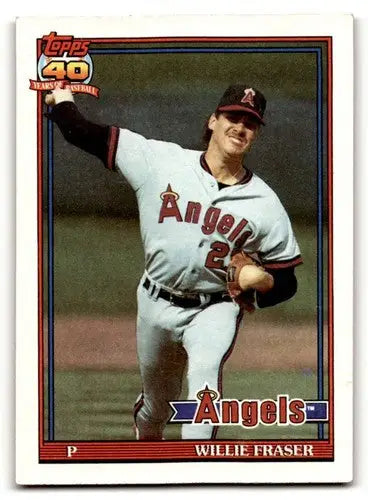 Willie Fraser California Angels baseball card from 1991 Topps series with EX/NM condition