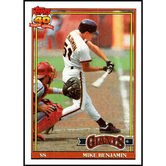 1991 Topps #791 Mike Benjamin NM-MT San Francisco Giants Baseball Card - Baseball Card Single