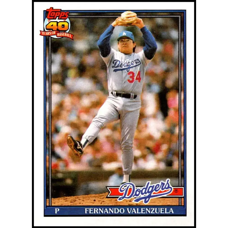 1991 Topps #80 Fernando Valenzuela NM-MT Los Angeles Dodgers Baseball Card - Baseball Card Single