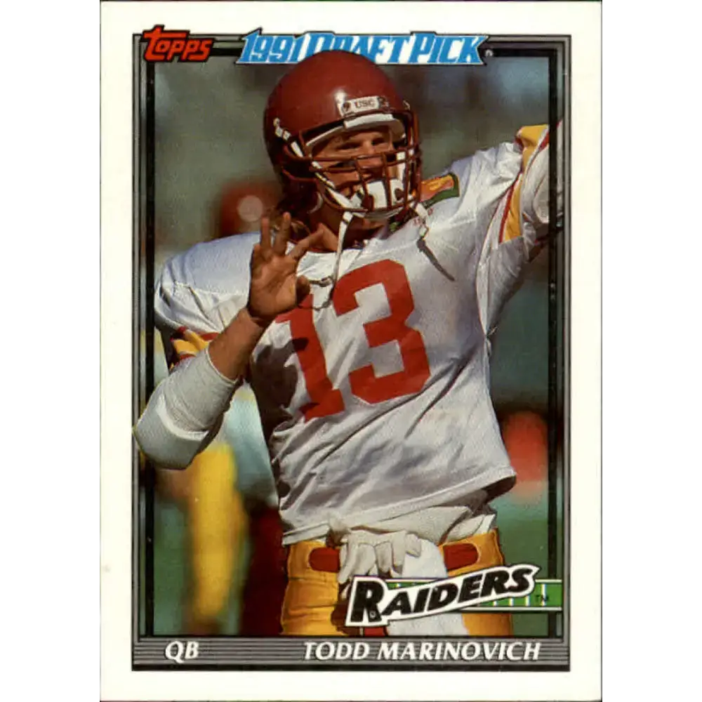 1991 Topps #83 Todd Marinovich NM-MT RC Rookie Los Angeles Raiders Football Card