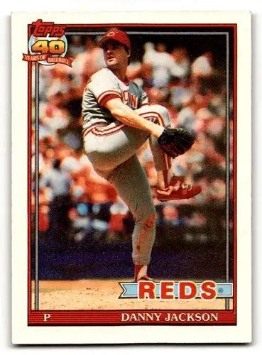 Danny Jackson Cincinnati Reds baseball card from 1991 Topps series, EX/NM condition