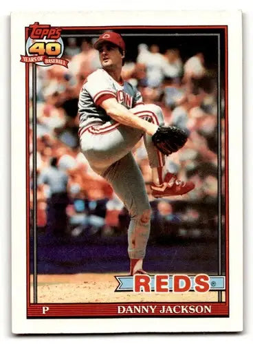 Danny Jackson Cincinnati Reds baseball card from 1991 Topps Series #92