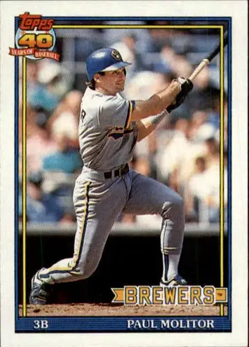 Original gloss Paul Molitor baseball card 1991 Topps NM-MT Brewers