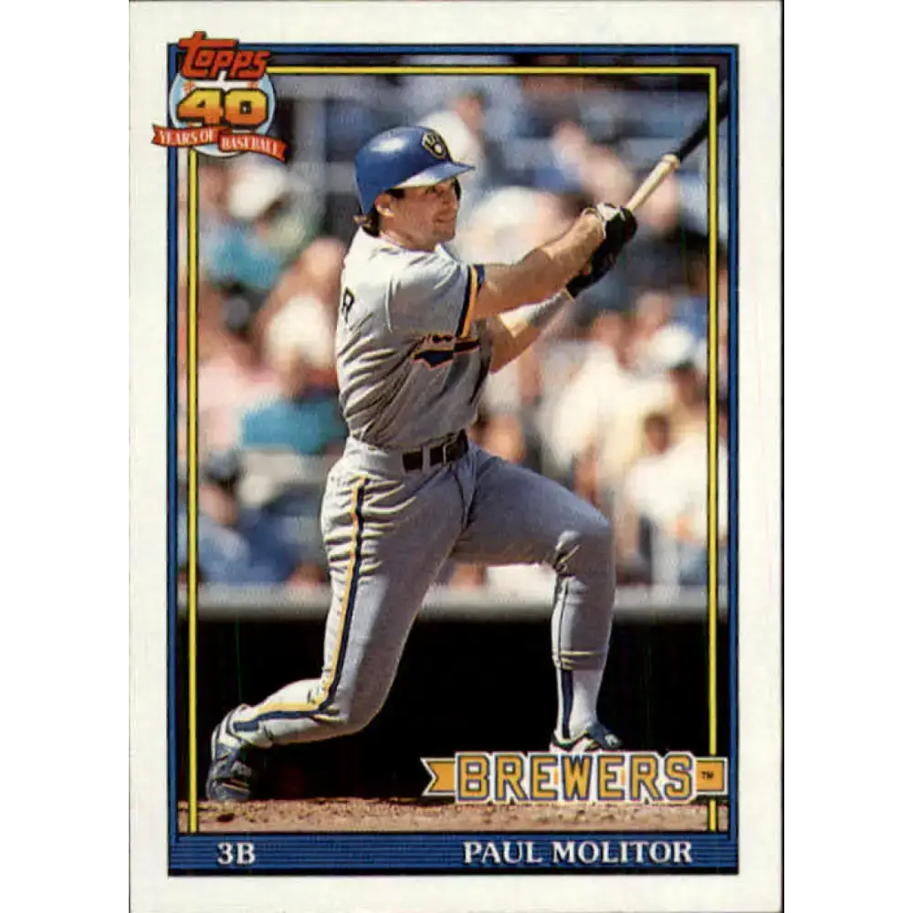 1991 Topps #95 Paul Molitor NM-MT Milwaukee Brewers Baseball Card - Baseball Card Single