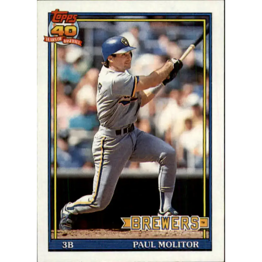 1991 Topps #95 Paul Molitor NM-MT Milwaukee Brewers Baseball Card - Baseball Card Single