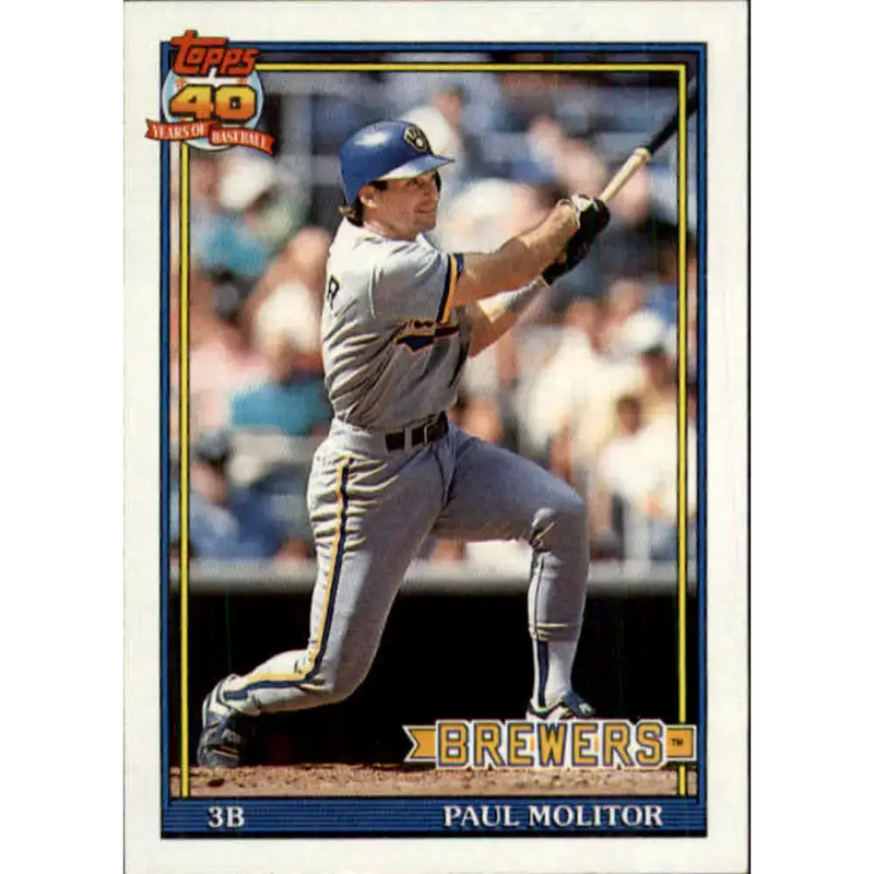 1991 Topps #95 Paul Molitor NM-MT Milwaukee Brewers Baseball Card - Baseball Card Single