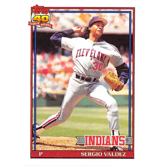1991 Topps #98 Sergio Valdez NM-MT Cleveland Indians Baseball Card - Baseball Card Single