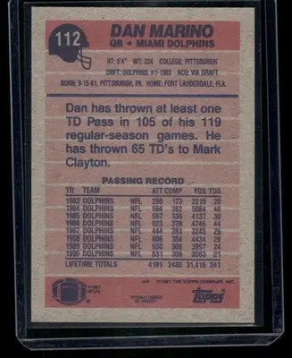 1991 Topps Dan Marino #112 Football - Football Card Single