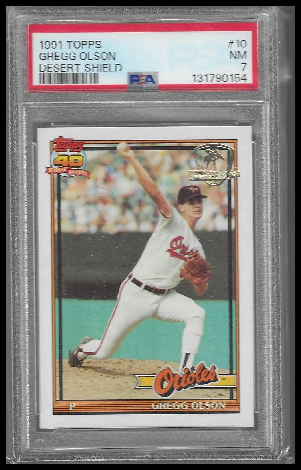 1991 Topps Desert Shield #10 Gregg Olson PSA 7 - Baseball Card Single
