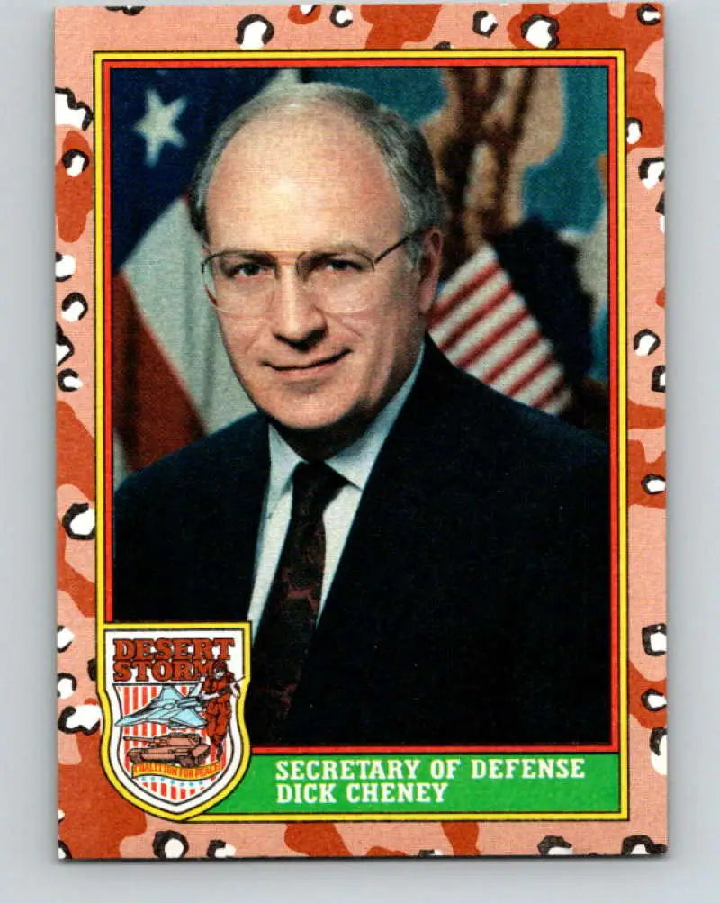 1991 Topps Desert Storm #3A Dick Cheney Stock Image Ãâ Regular Error or Misprint May Ship NonSport Trading Card