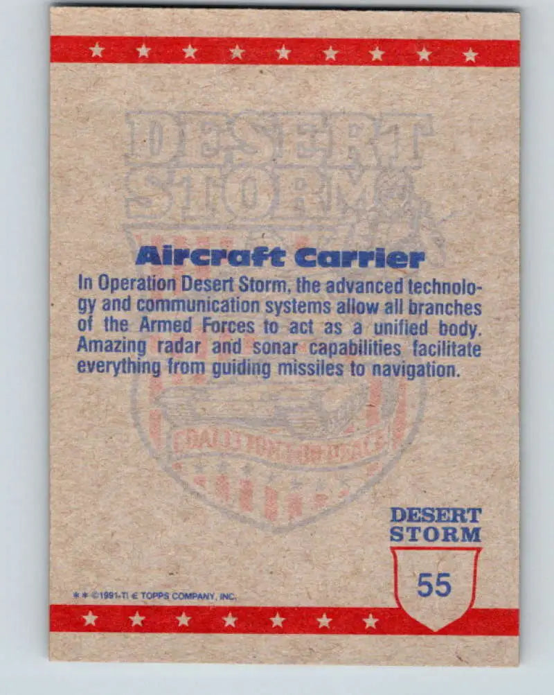 1991 Topps Desert Storm #55A Carrier Plane at Night Stock Image Ãâ Regular Error or Misprint May Ship NonSport Tradin